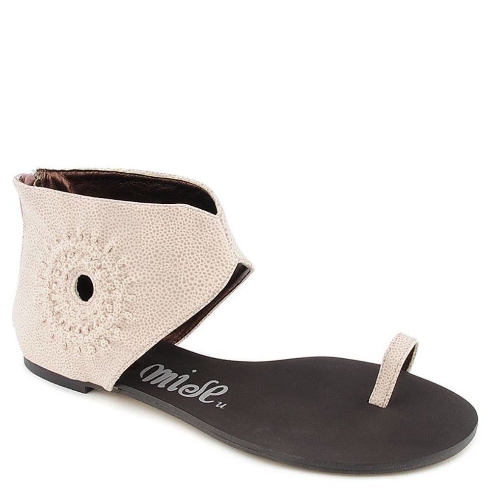 Promise Ferris Pink Ankle Cuff Toe Ring Toe Ring Flat Sandals Boho Vacation NEW